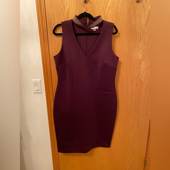 Calvin Klein Dresses & Skirts - New without tags! Calvin Klein size 14 mulberry dress with gold neckline